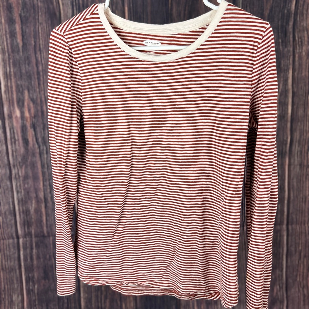 Old Navy Red Fitted Ribbed Long Sleeve T-Shirt